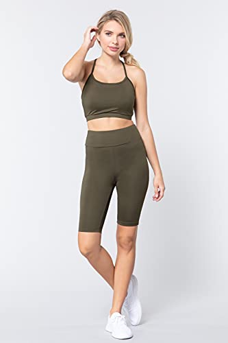 Khanomak Women's Biker High Waist Yoga Workout Shorts