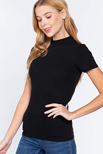 Women's Short Sleeves Mock Neck Jersey Top