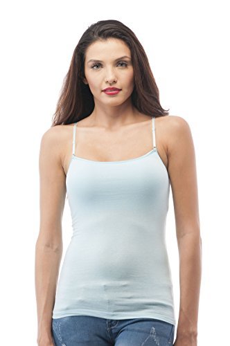 Long Cami With Built in Shelf Bra Adjustable Strap Solid Layering Basic  Tank Top