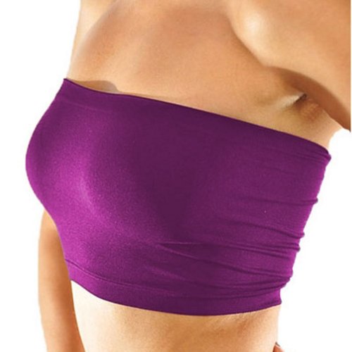2NE1 Apparel Women's Basic Stretch Layer Seamless Tube Bra Bandeau Top, Salmon, One Size