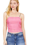 Women's Elastic Strap Mesh Shirring Detail Cami Top