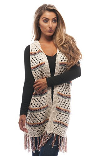 Hollywood Star Fashion Knit Hooded Fringe Sleeveless Vest Sweater