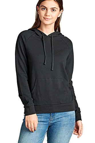 Khanomak Plain Casual Long Sleeve Pullover Drawstring Hoodie Kangaroo Front Pocket Sweatshirt