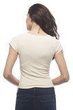 Hollywood Star Fashion Short Sleeve Scoop Neck Ribbed Jersey Top