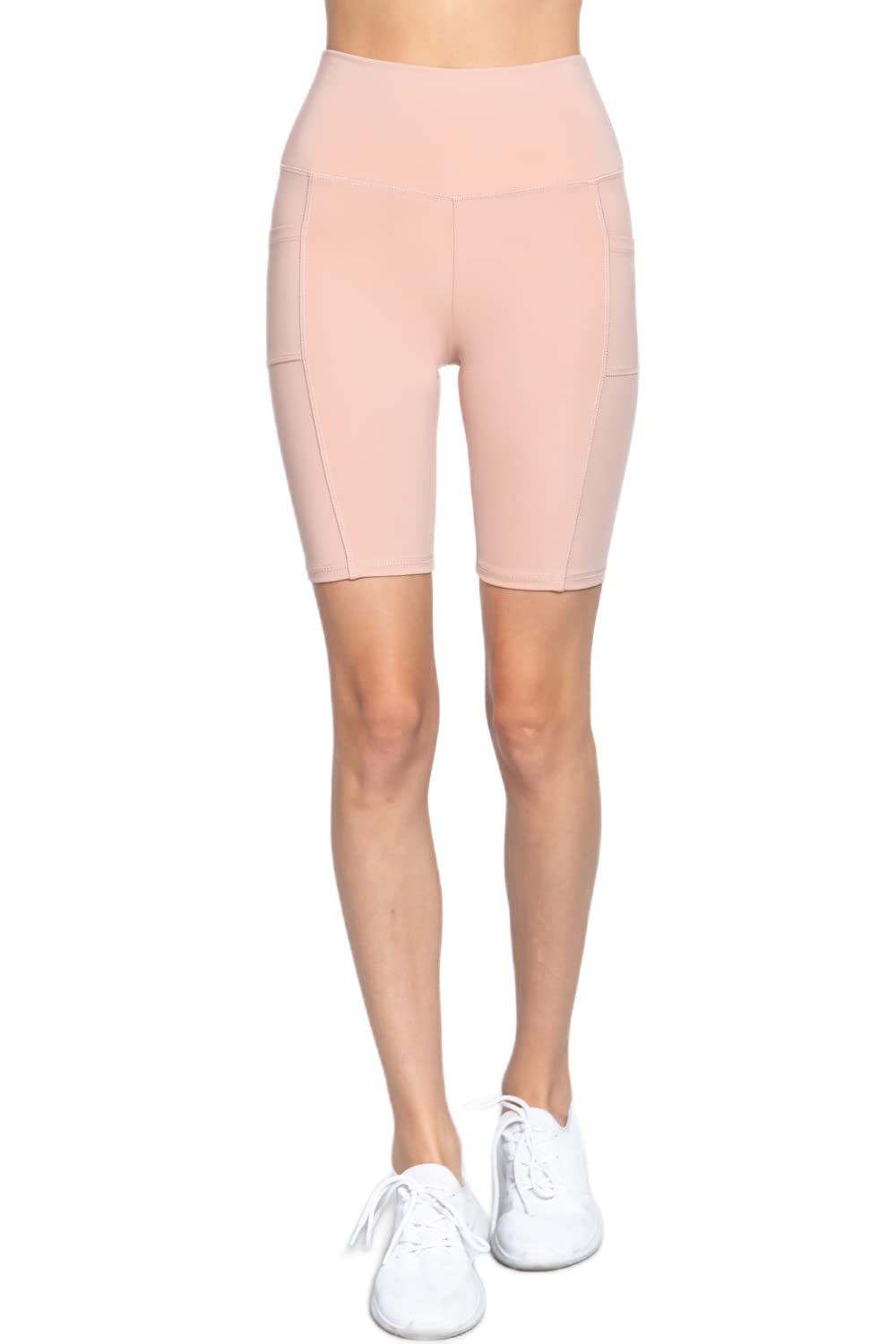 Women's Yoga Workout High Waisted Side Pockets, Running Biker Gym Shorts