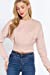 Women's Long Dolman Sleeve Crew Neck Waist Band Inner Fleece Terry Top