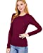 Khanomak Women's Long Sleeve Crew Cotton Spandex Jersey Top0