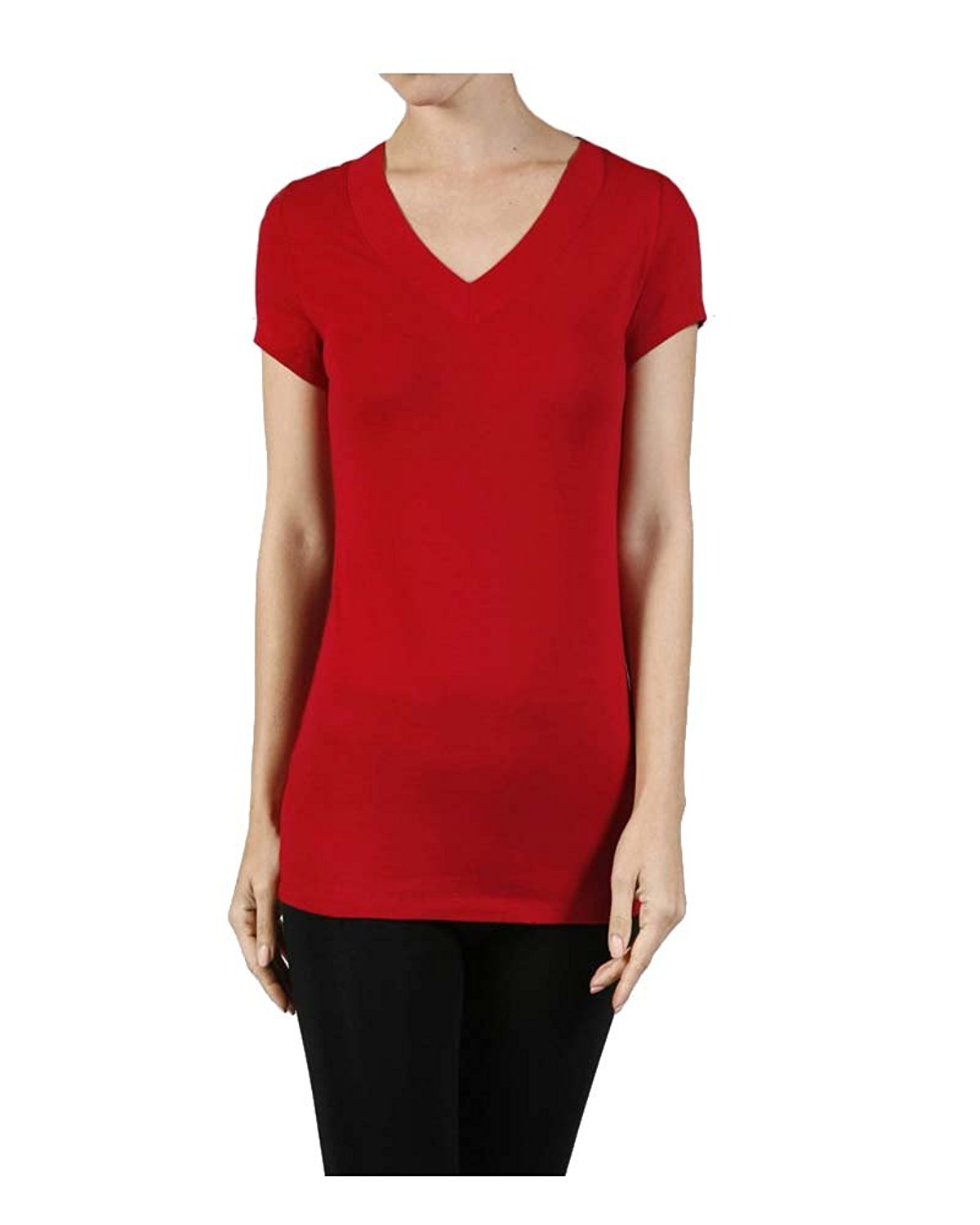 Hollywood Star Fashion Women's Deep V-Neck Short-Sleeve Shirt