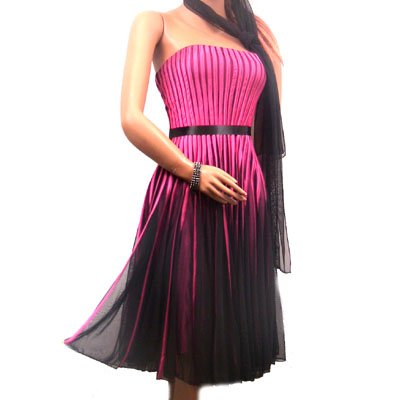 Ynes Women's Striped Cocktail Dress (Large, Pink)
