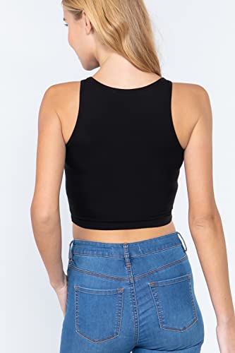 Women's Cropped Basic Short Sleeves Halter Neck Top