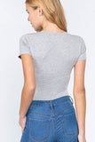 Women's Snap Crotch Short Sleeve V-Neck Cotton Jersey Bodysuit