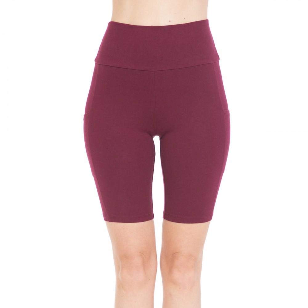 Khanomak Women's High Waist Stretchy Bike Shorts with Pockets