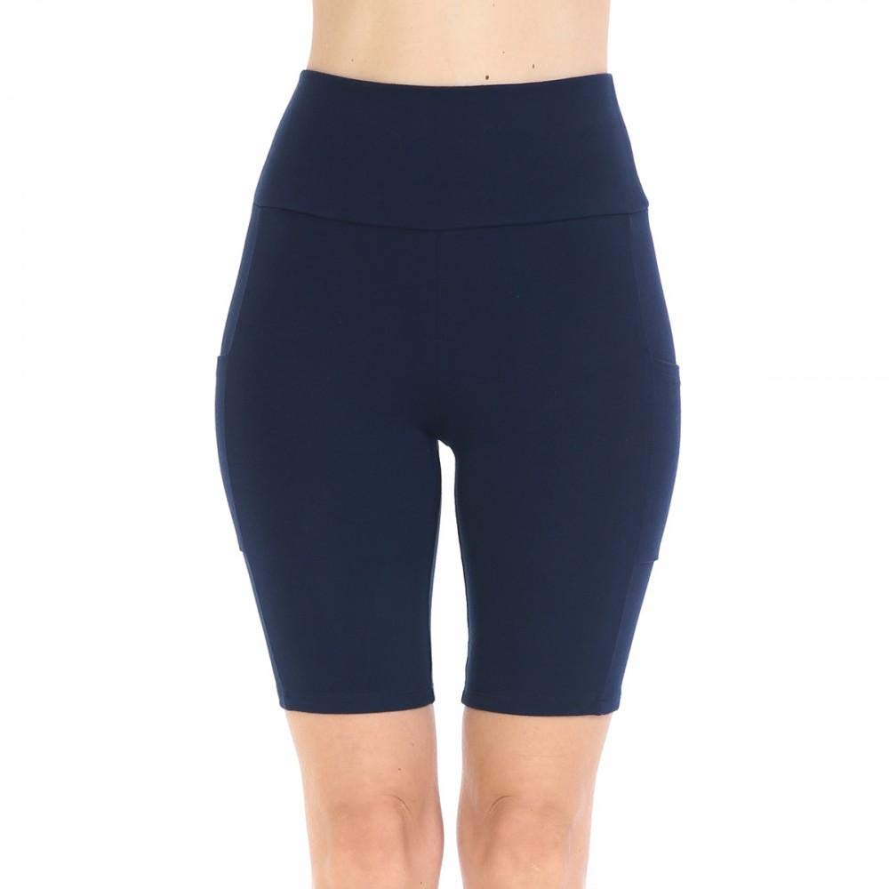 Khanomak Women's High Waist Stretchy Bike Shorts with Pockets