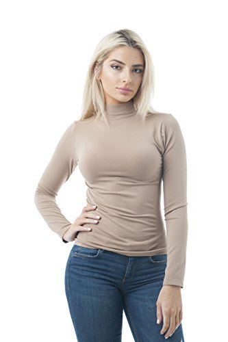 Khanomak Women's Long Sleeve Mock High Neck Plain One Size Fahsin Top Shirt One Size