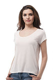 short sleeve scoop neck raglan top with lace conrast on the side