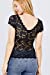Khanomak Women's Shirring Stretch V-Neck Short Sleeve Lace Top