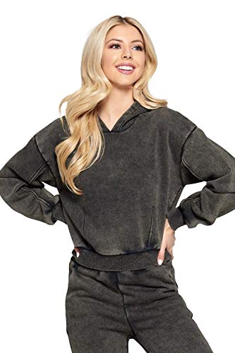 Women's Long Sleeve Hooded Cropped Oversized Sweatshirt Hoodie