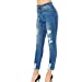 Women's High Rise Skinny 5-Pocket Hem Destruction Light Denim Jeans_0