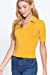 Womens-V Neck Notched Collar Ribbed Knit Top