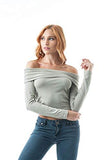 Ruched Off The Shoulder Fold Long Sleeve Plain Crop top