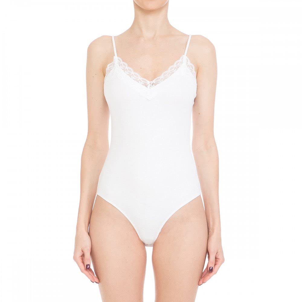 Women's Ribbed Lace Trimmed Camisole Tank Top Bodysuit