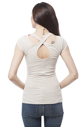 Women's Short Sleeve Basic Cotton Span Top Crop Back