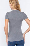 Khanomak Women's Short Sleeves Mock Neck Jersey Top Light Heather Grey Medium