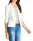 Khanomak Plain Cotton 3/4 Sleeve One Button Striped Cuffed Sleeves Blazer Jacket