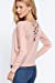 Women's Long Sleeve V-Neck Back Cross Strap Viscose Sweater Top