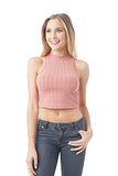 Khanomak Sleeveless Ribbed Turtle Neck Crop Top