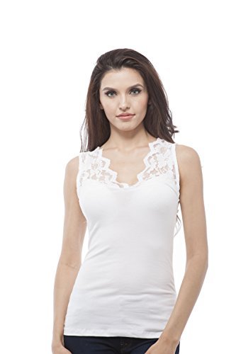 V Neck sleeveless top with lace insert on sleeves Plus Size