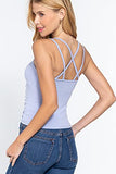 Women's Front Ruched Detail Cami Heavy Rib Knit Top