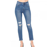 Womens-High Rise Distressed Push up Booty Ankle length Skinny Jeans