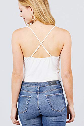 Women Cross Over Style Bodysuit Strappy Sleeveless