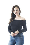 Ruched Off The Shoulder Fold Long Sleeve Plain Crop top