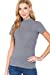 Khanomak Women's Short Sleeves Mock Neck Jersey Top Heather Grey Small