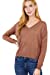 Women's Long Sleeve V-Neck Back Cross Strap Viscose Sweater Top