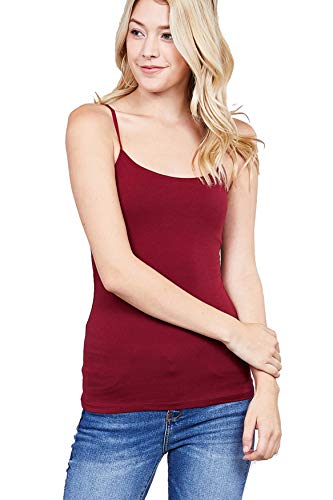 Oulinect Womens Modal Camisole Built-in Bra Adjustable Spaghetti Strap Hip  Length Tank Top Padded Cami Tanks