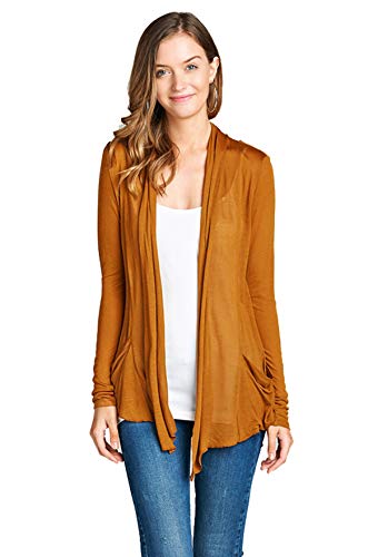 Light Weight Flyaway Cardigan Shawl Collar Shrug with Drape Pockets Cardi Plus Size