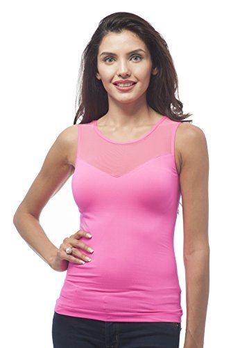 Sleeveless Stretch Shirt with Mesh V Back Top wth Ribbed Sides