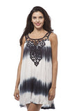 Hollywood Star Fashion Tunic Tie Dye Mini Dress With Crochet Trim and Adjustable Strap