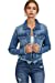 Women Raw Cut Denim Jacket Without Hood