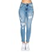 Womens- High Rise Authentic Distressed Denim Skinny Jeans