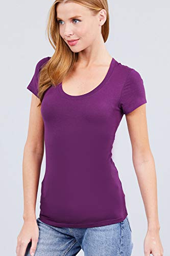 Women's Scoop Neck Short Sleeve Jersey Sexy Top