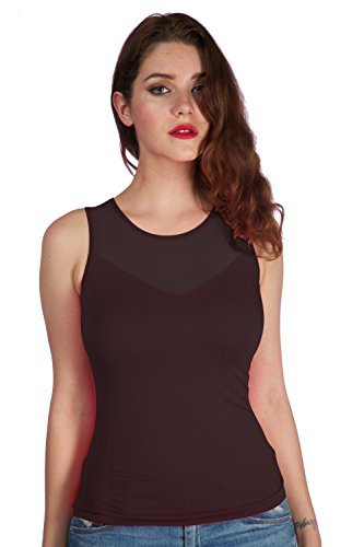 Sleeveless Stretch Shirt with Mesh V Back Top wth Ribbed Sides