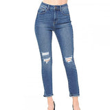 Womens-High Rise Distressed Push up Booty Ankle length Skinny Jeans