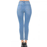 Womens-High Rise Distressed Push up Booty Ankle length Skinny Jeans