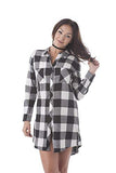 Khanomak Long Sleeve Plaid Checkered Belted Shirt Dress