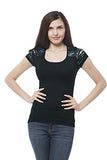 Hollywood Star Fashion Cap Sleeve Top With Lace Contrast on The Back