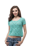 short sleeve Floral lace Top with back buttons